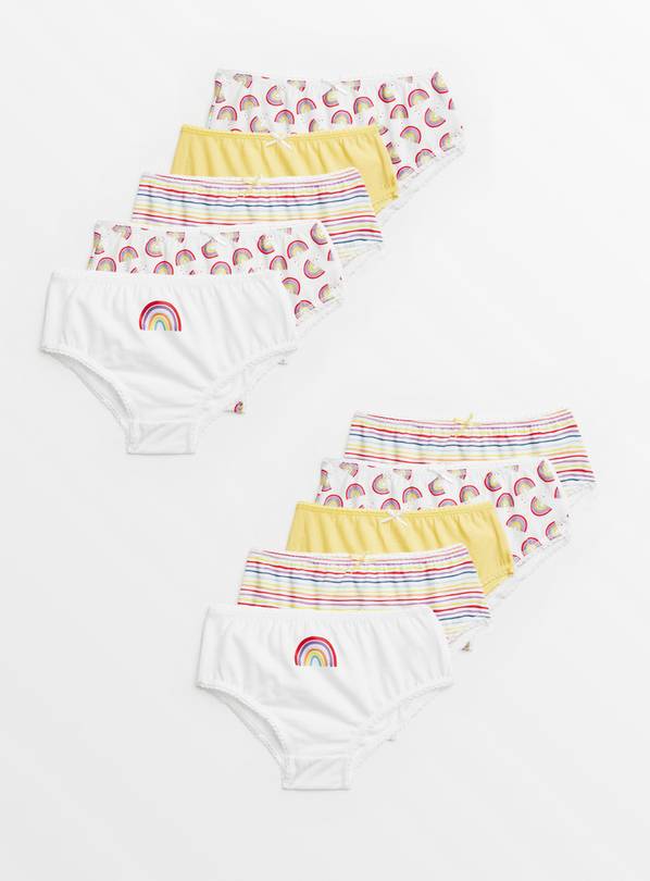 Bright Rainbow Briefs 10 Pack 2-3 years